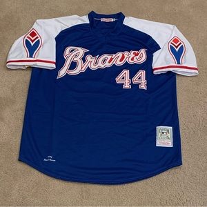 Hank Aaron Atlanta Braves Jersey Mens XL 1973 Blue NWT